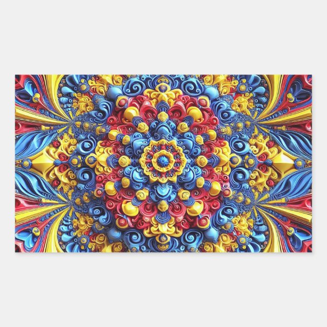 Rectangle sticker with Romanian Colors (Front)