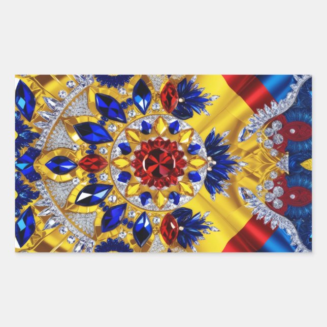 Rectangle sticker with Romanian Colors (Front)