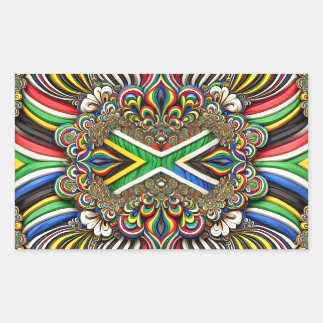 Rectangle sticker with South African Colors (Front)