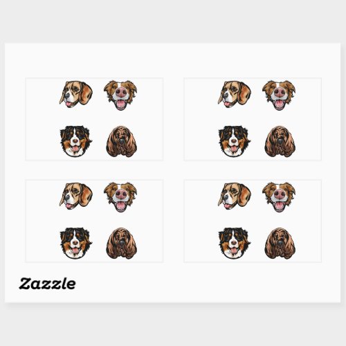Rectangle Stickers Artistic dog face designs  Rec Rectangular Sticker