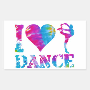 Rectangle TieDye Heart Love Dance gymnastics Cheer Rectangular Sticker