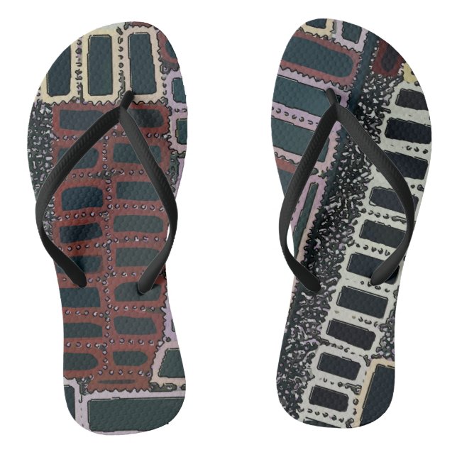 Rectangles Abstract Flip Flops (Footbed)