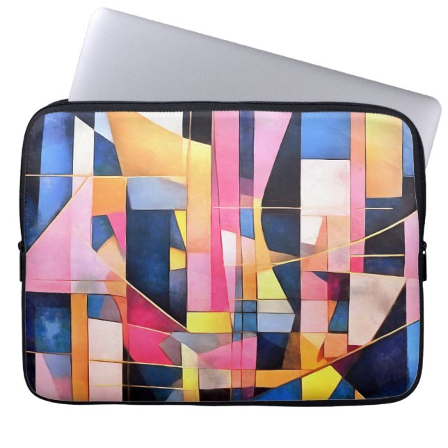 Rectangles and Triangles Geometric Abstract Laptop Sleeve (Front)