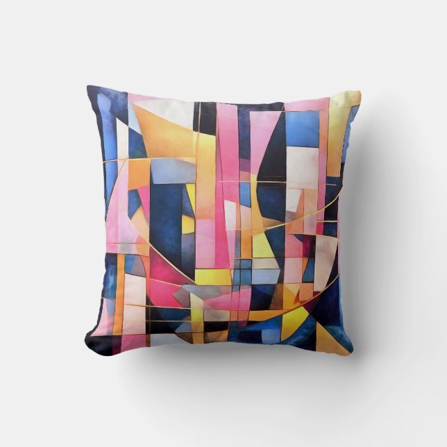 Rectangles and Triangles Geometric Abstract Throw Pillow (Front)