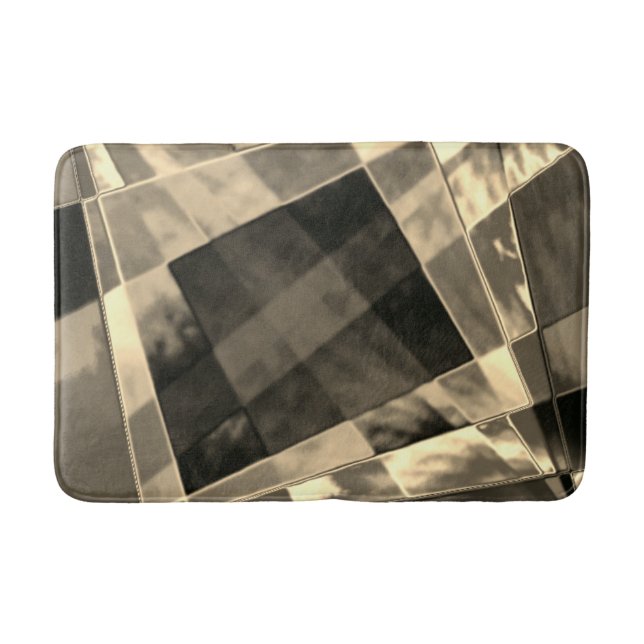 Rectangles inclined in tones timber or beige? bath mat (Front)
