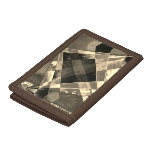 Rectangles inclined in tones timber or beige trifold wallet