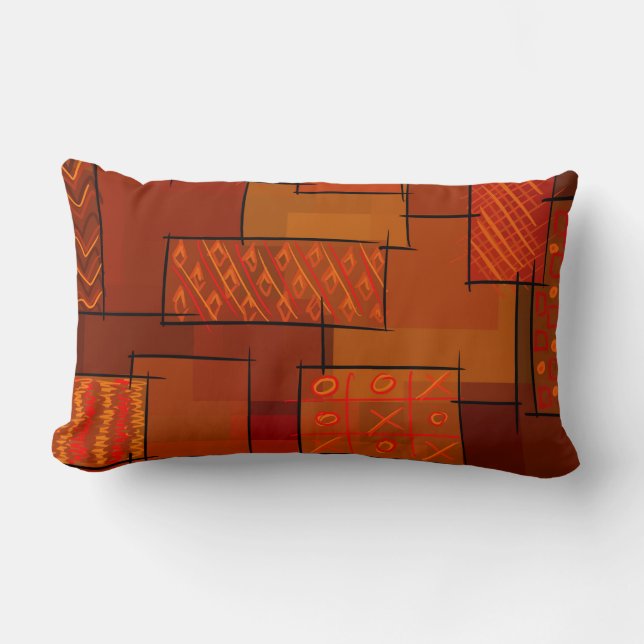 Rectangles, patchwork pattern, doodle. Scrap quilt Lumbar Pillow (Front)