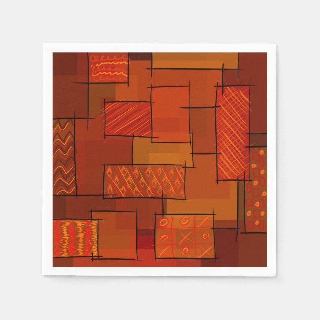 Rectangles, patchwork pattern, doodle. Scrap quilt Napkins (Front)