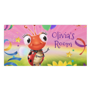 Rectangular bedroom sign Lil Ladybird picture.