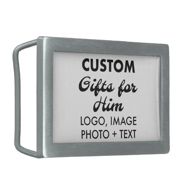 Rectangular Belt Buckle 3"x2" Custom Gifts for Him (Front Left)