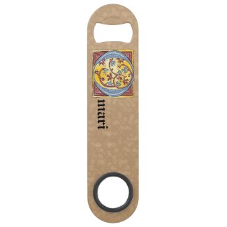 Rectangular Blue and Red Ivy Illuminated Letter O Bar Key