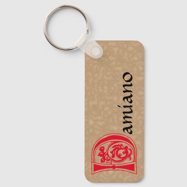 Rectangular Botanical Decorative Capital D Keychain (Front)