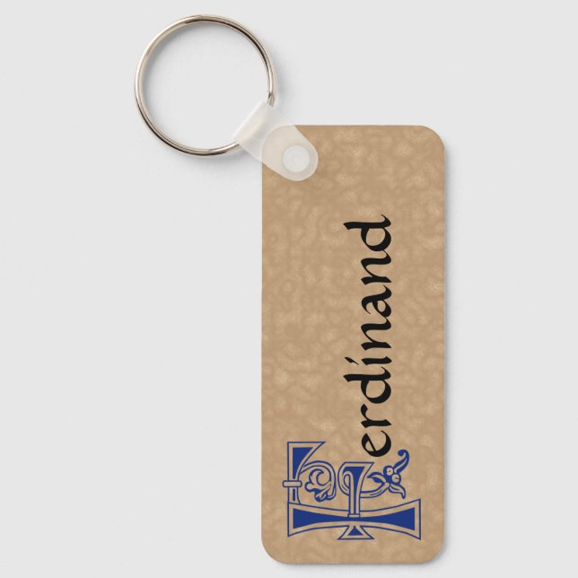 Rectangular Botanical Decorative Capital F Keychain (Front)
