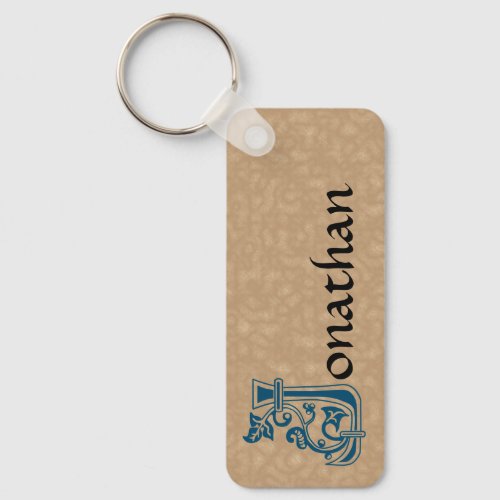 Rectangular Botanical Decorative Capital J Keychain