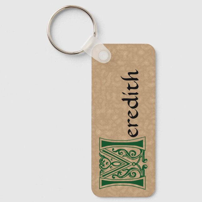 Rectangular Botanical Decorative Capital M Keychain (Front)