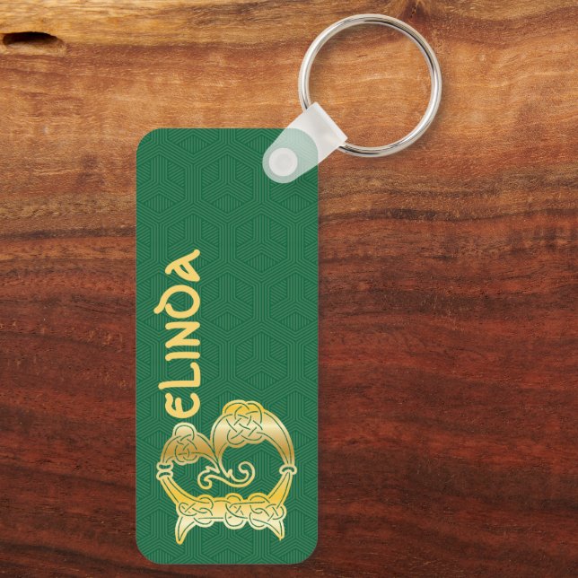 Rectangular Celtic Knot Decorative Capital B Keychain (Back)