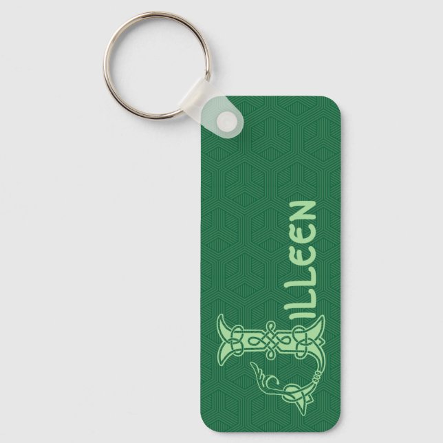 Rectangular Celtic Knot Decorative Capital J Keychain (Front)