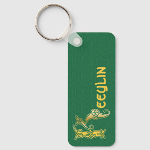 Rectangular Celtic Knot Decorative Capital K Keychain