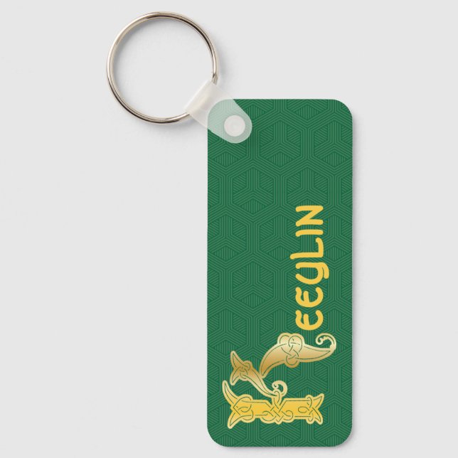 Rectangular Celtic Knot Decorative Capital K Keychain (Front)