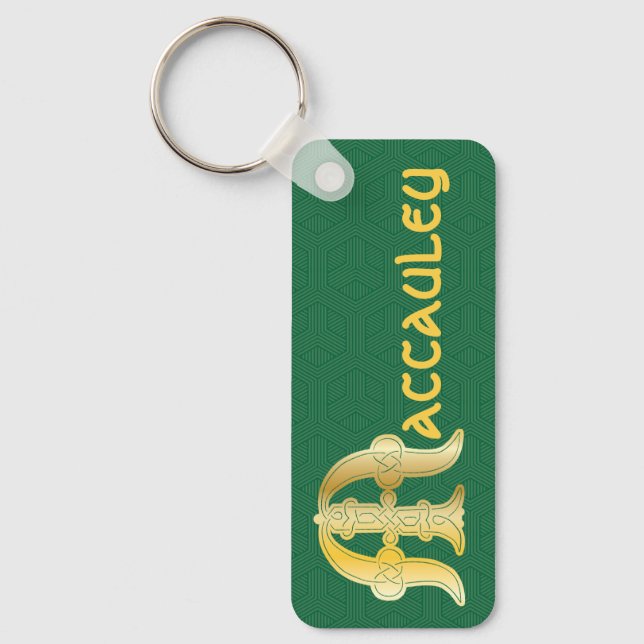 Rectangular Celtic Knot Decorative Capital M Keychain (Front)