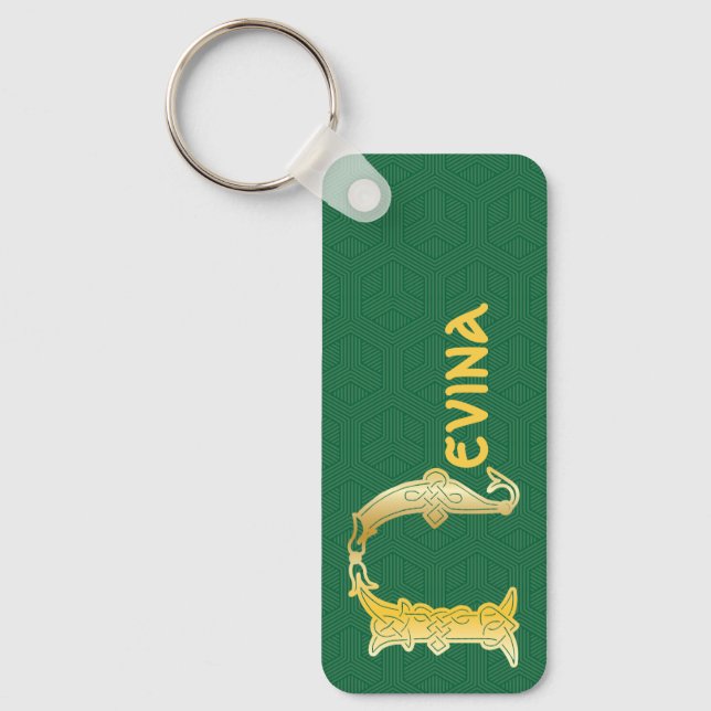 Rectangular Celtic Knot Decorative Capital N Keychain (Front)