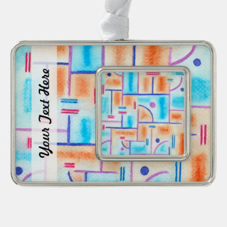 Rectangular Composition in Baby Blue and Orange Ornament