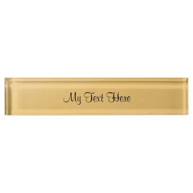 Rectangular Gold Desk Nameplate Script Template (Front)
