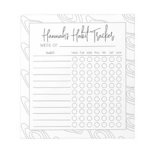 Rectangular Minimal Script Habit Tracker Notepad