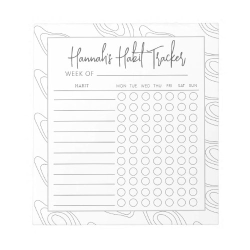 Rectangular Minimal Script Habit Tracker Notepad