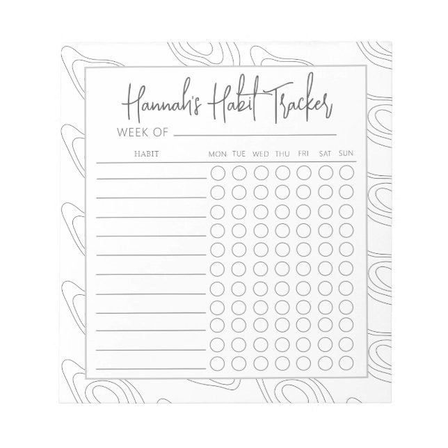 Rectangular Minimal Script Habit Tracker Notepad (Front)