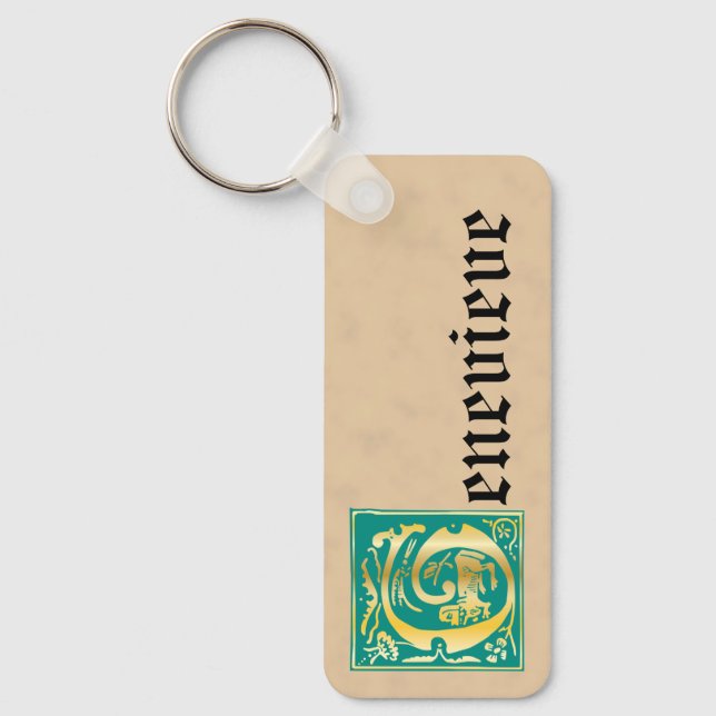 Rectangular Mythic Creatures Decorative Capital G Keychain (Front)