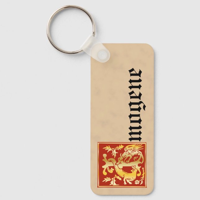 Rectangular Mythic Creatures Decorative Capital I Keychain (Front)