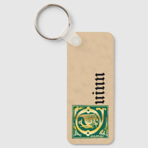 Rectangular Mythic Creatures Decorative Capital Q Keychain