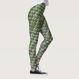 Rectangular pieces carved and spotted, green gray  leggings