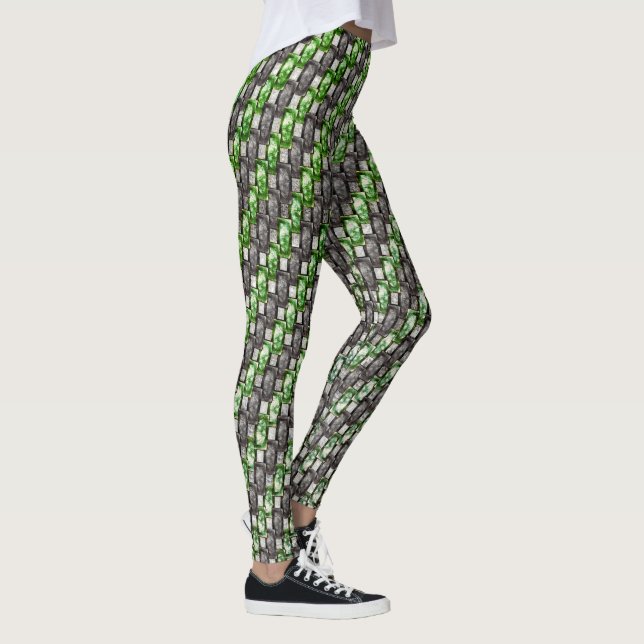 Rectangular pieces carved and spotted, green gray  leggings (Right)