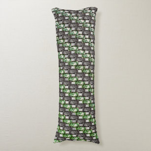 Rectangular pieces carved and stained, grey green body pillow
