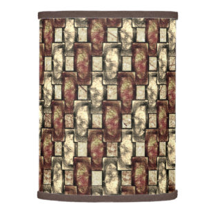 Rectangular pieces carved spotted, brown golden lamp shade