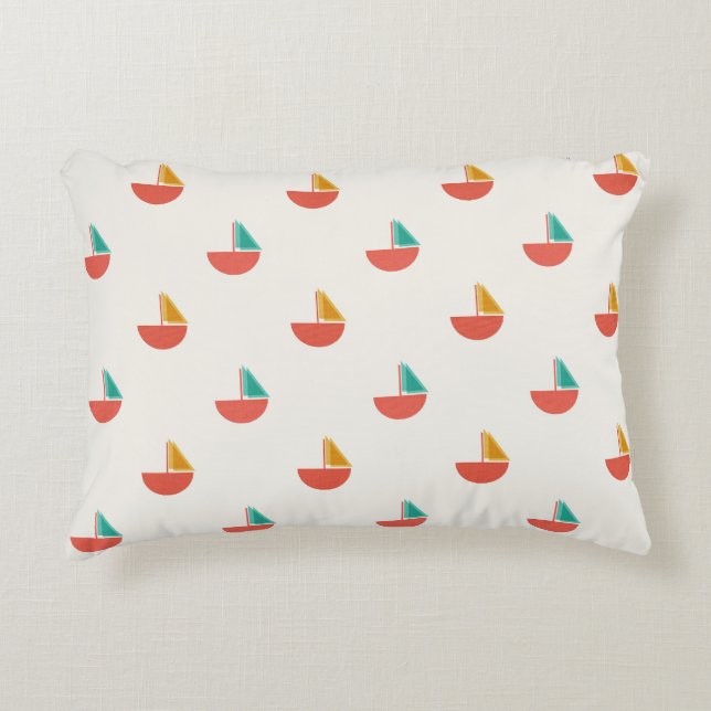 Rectangular pillow with small sailboat pattern (Front)