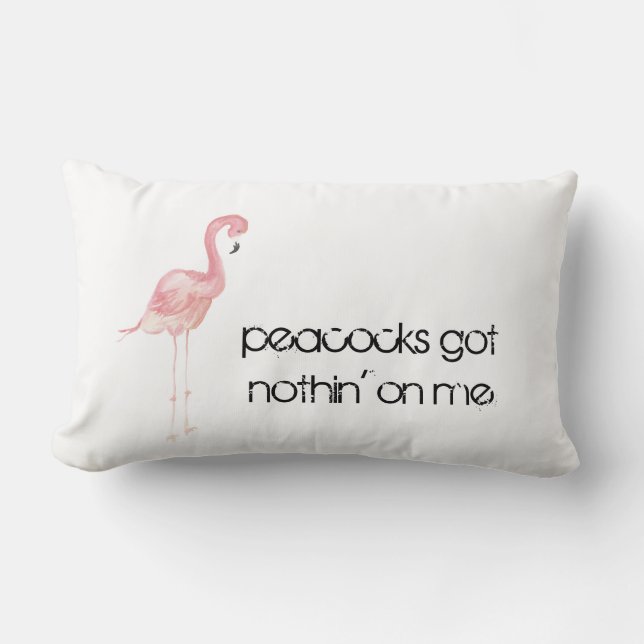 Rectangular Pink, Watercolor Flamingo Pillow (Front)