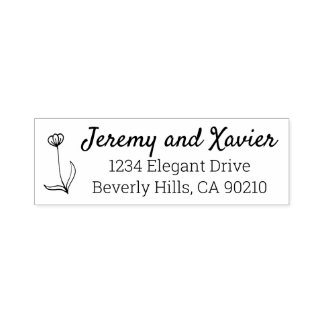 Rectangular Return Address with flower, Self-inking Stamp