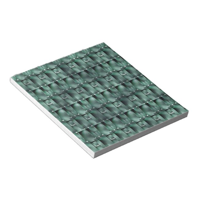 Rectangular shapes in dark and spotted green notepad (Angled)