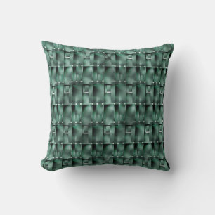 Rectangular shapes in olive green color and spots throw pillow