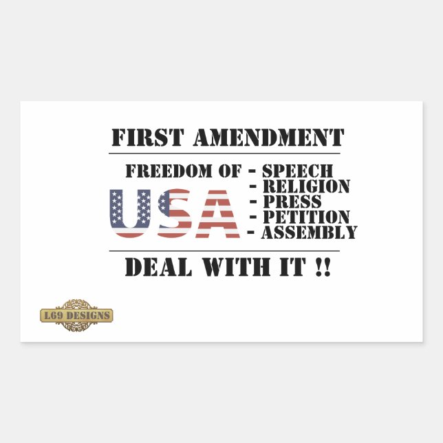 rectangular sticker  "FIRST AMENDMENT" (Front)