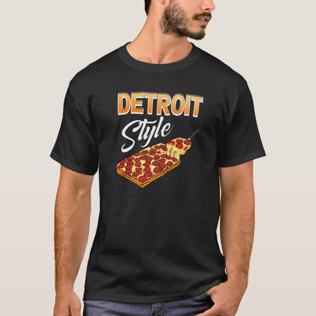 Rectangular Thick Crust Food Michigan Detroit Styl T-Shirt (Front)