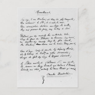 Recueillement', signed sonnet, 1861 postcard