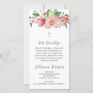Recuerdo Bautizo Spanish Baptism Bookmark Favor Thank You Card