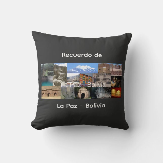 Recuerdo de La Paz Bolivia Throw Pillow (Front)