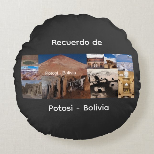 Recuerdo de Potosi Bolivia Round Pillow (Front)