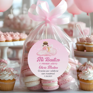 Recuerdos Bautizo Cute Baptism First Year Favors Classic Round Sticker