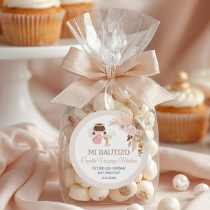 Recuerdos Bautizo Girl Angel Baptism Favors Gifts Classic Round Sticker
